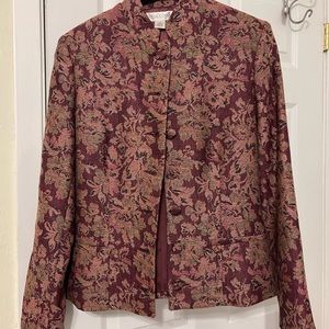Casual Corner Burgandy Tapestry Jacket